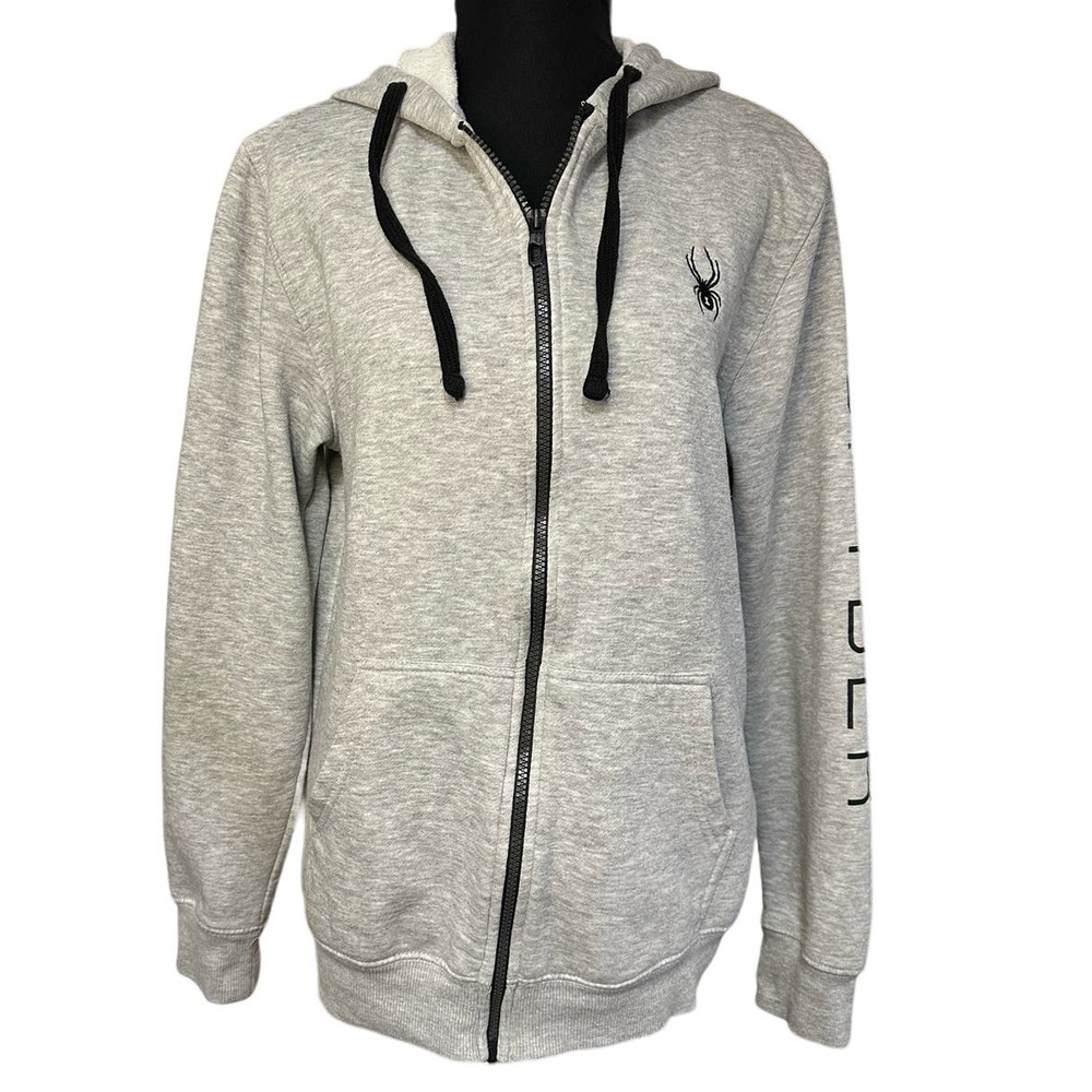 Spyder Gray and Black Full Zip Front Hoodie Size M